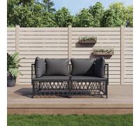 Woonisher Set Salotto da Giardino 2 pz con Cuscini in Acciaio AntraciteMobili da balcone sofa