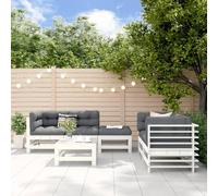 Woonisher Set Salotto da Giardino 6 pz Bianco in Legno Massello di PinoMobili da balcone piccolo balcone divano da giardino