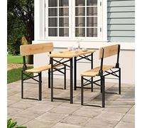 Woonisher Set Tavolo Birreria Pieghevole 3 pz in Legno Massello di Abete