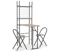 Woonisher Set Tavolo e Sedie Pieghevoli con Scaffale 3 pz MDF e Acciaio