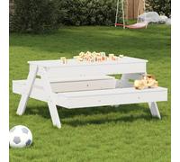 Woonisher Tavolo Picnic con Sabbiera Bambini Bianco Legno Massello Pino
