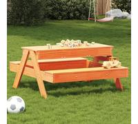 Woonisher Tavolo Picnic con Sabbiera Bambini Marrone Legno Massello Pino