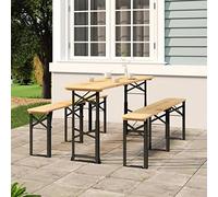 Woonisher Tavolo Pieghevole Birreria 170x50x75/105cm Legno Massello Abete