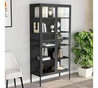 Woonisher Vetrina Antracite 90x40x180 cm in Acciaio e Vetro Temperatomobiletto mobili H6mobiletto soggiorno