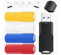 Wooolken Chiavetta USB 3.0 32GB 5 Pezzi con Cappuccio Protettivo, Pen Drive con Adattatore USB-C e Cordino, Pennette USB Compatibili con PC, Laptop, TV, MacBook, Chromebook