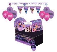WOOPARTY Kit Compleanno K-Pop Demon Hunters 24 Ospiti (99 Pezzi: 24 Piatti 18cm, 24 Bicchieri, 40 Tovaglioli, 1 Tovaglia, 1 Festone Bandierine, 1 Festone e 8 Palloncini Lattice) in Carta