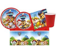 WOOPARTY Kit Compleanno Paw Patrol per 8 Persone - Set Festa con Piatti 23cm e Piatti 18cm, Bicchieri, Tovaglioli e Tovaglia - Addobbi Tema Paw Patrol per Bambini