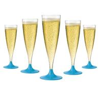 WOOPARTY Set 24 Flute Celeste in Plastica - 200 ml | Calici da Spumante Riutilizzabili - Eleganti e Resistenti | Ideali per Festa, Matrimonio, Brindisi, Aperitivo, Eventi - 6,5x17,5 cm