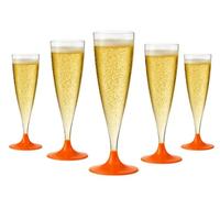 WOOPARTY Set 24 Flute in Plastica - 200 ml Calici da Spumante Riutilizzabili - Eleganti e Resistenti Ideali per Festa, Matrimonio, Brindisi, Aperitivo, Eventi - 6,5x17,5 cm (Arancione)
