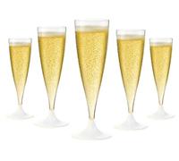 WOOPARTY Set 24 Flute in Plastica - 200 ml Calici da Spumante Riutilizzabili - Eleganti e Resistenti Ideali per Festa, Matrimonio, Brindisi, Aperitivo, Eventi - 6,5x17,5 cm (Bianco)