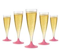WOOPARTY Set 24 Flute in Plastica - 200 ml Calici da Spumante Riutilizzabili - Eleganti e Resistenti Ideali per Festa, Matrimonio, Brindisi, Aperitivo, Eventi - 6,5x17,5 cm (Rosa)