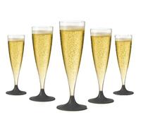 WOOPARTY Set 24 Flute Nero in Plastica - 200 ml | Calici da Spumante Riutilizzabili - Eleganti e Resistenti | Ideali per Festa, Matrimonio, Brindisi, Aperitivo, Eventi - 6,5x17,5 cm