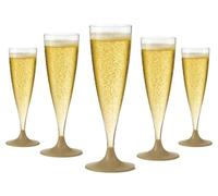 WOOPARTY Set 24 Flute Oro in Plastica - 200 ml | Calici da Spumante Riutilizzabili - Eleganti e Resistenti | Ideali per Festa, Matrimonio, Brindisi, Aperitivo, Eventi - 6,5x17,5 cm