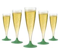 WOOPARTY Set 24 Flute Verde in Plastica - 200 ml | Calici da Spumante Riutilizzabili - Eleganti e Resistenti | Ideali per Festa, Matrimonio, Brindisi, Aperitivo, Eventi - 6,5x17,5 cm