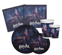 WOOPARTY Set Festa di Compleanno Harry Potter 2 (36 Pezzi: 8 Piatti 23cm, 8 Bicchieri, 20 Tovaglioli) Decorazioni Magiche per Party a Tema