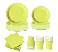 WOOPARTY Set Stoviglie Carta Monouso Verde Anice 112 Pezzi, Festa di Compleanno, Kit per 24 Ospiti