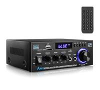 Woopker AK45 Amplificatore Audio Bluetooth 5.0, Amplificatore HiFi Stereo, 40wx2 potenza nominale 2.0 CH Mini Amplificatore Ricevitore Stereo Amp per auto Home Theater, W/2 Mic/SD/RCA/USB/FM Radio