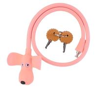 WOOQOTT Lucchetto con cavo per bici con chiavi, rivestito in silicone, per bambini, con motivo cartone animato, 60 cm, per bici, porta, skateboard, casco e altro (rosa chiaro, grande)