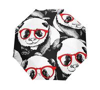 WOOR Panda Ombrelli da viaggio antivento con apertura automatica e chiusura 3 pieghevoli forte durevole compatto ombrello pioggia protezione UV portatile leggero facile da trasportare