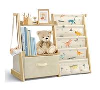 wooshwa Libreria Montessoriana per Bambini Bambina, Scaffale per Giocattoli, Legno Massiccio Montessori Scaffale Libreria 85 * 69.5 * 34.5cm - Dinosauro