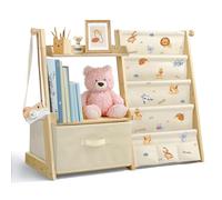 wooshwa Libreria Montessoriana per Bambini Bambina, Scaffale per Giocattoli, Legno Massiccio Montessori Scaffale Libreria 85 * 69.5 * 34.5cm - Animali della Giungla