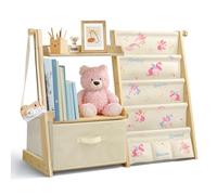 wooshwa Libreria Montessoriana per Bambini Bambina, Scaffale per Giocattoli, Legno Massiccio Montessori Scaffale Libreria 85 * 69.5 * 34.5cm - Unicorno