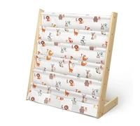 wooshwa Libreria Montessoriana per Bambini,Scaffale a 5 Livelli in Tessuto per Bambini,Librerie per Camerette con 3 Tasche con Maniche Profonde,63 * 30 * 73cm (Alfabeto animale)
