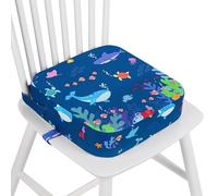 wooshwa Rialzo Sedia Bambini, Cartoon Cuscino Rialzo Alzatina Sedia per Bambini con 2 Regolabile Cinghie & Base Antiscivolo, Lavabile (Animali Marini)