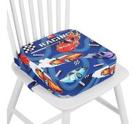 wooshwa Rialzo Sedia Bambini, Cartoon Cuscino Rialzo Alzatina Sedia per Bambini con 2 Regolabile Cinghie & Base Antiscivolo, Lavabile (Auto da Corsa)