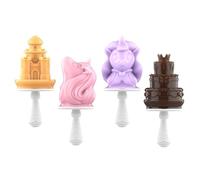 Wooshwa Stampi per Gelati Ghiaccioli in Silicone per bambini, Mini Stampo per Ghiaccioli Unicorno Fai da Te, Silicone Alimentare con Bastoncini di Plastica, Senza BPA, 4 Pezzi, Rosa (Unicorno)