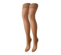 WOOTI TIGHTS Autoreggente setificato 20 den POMODORO, S FANGO, calza velata, sexy, elegante, morbida, come se fosse una seconda pelle, balza alta 8 cm