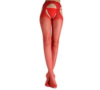 WOOTI TIGHTS Collant Strip Panty Setificato GUSTOSA S Rosso, 15 den, Calza Sexy, Elegante, Resistente, Morbido, Comodo, Confortevole, Velata, Disponibile nei colori Nero, Playa, Rosso