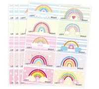 wootile Adesivi per scarpe per bambini con pellicola protettiva trasparente, 60 pezzi, adesivi per suola sinistra e destra, impermeabili, adesivi per scarpe arcobaleno per la festa dei bambini,