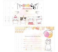 wootile Biglietti di invito di compleanno con buste, 24 pezzi, biglietti di invito per feste di compleanno con gatto, 14 x 10,79 cm, inviti di buon compleanno, biglietti di invito per feste di