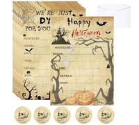 wootile Biglietti di invito per feste di Halloween con busta, confezione da 50 inviti a tema teschio di Halloween con adesivi per feste a tema teschio per Halloween, bomboniere 12,7 x 17,8 cm