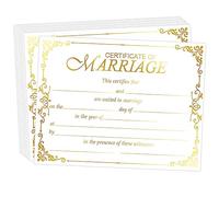 wootile Certificati di matrimonio con bordi in lamina d'oro, 28 x 22,5 cm, in carta bianca, per certificati di matrimonio, per proposte di matrimonio, 24 pezzi (oro)