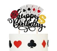 Wootkey 1 PZ Gioco di Poker Chips Giocatore Buon Compleanno Cake Pick Decorazioni per Las Vegas Night Tema Compleanno Party Forniture