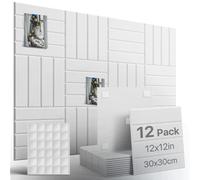 Woovio Bacheca in Sughero 120x90 cm, 12 Pezzi con 60 Cuscinetti Adesivi Biadesivi, Bacheca da Parete Memoboard per Casa, Scuola, Ufficio, Camera dei Bambini (Bianco)