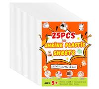 WOOWAIR 25 Pezzi Fogli di Plastica Termoretraibile, 14,5 x 20 cm Magica Shrink Plastic, Pellicole di Plastica Termoretraibili, Shrink Plastic per Artigianale Creativa Fai da Te