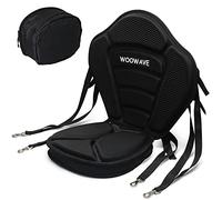WOOWAVE - Sedile per kayak, imbottito e imbottito, per canoa, regolabile, con schienale alto, comodo supporto per schienale con borsa portaoggetti per seduta universale (cuscino ispessito)