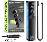 Woowind Compressore Aria Portatile Auto Premium, Gonfia Gomme Auto, Gonfiaggio in 1 Minuto, 150PSI/10,3Bar, Mini Compressore Portatile, Utilizzo Senza Fili o Con Cavo 12V, per SUV e Pickup