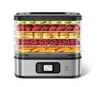 WOOX Essiccatore per Alimenti, Essiccatore con Regolazione Temperatura, 240W, 35-75°C, Timer 72h, 5 Ripiani, Essiccatore in Acciaio Inox per Carne, Frutta, Verdura, Dehydrator - Senza BPA