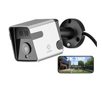 WOOX Telecamera di sicurezza 2K per esterni cablata, telecamera WiFi per la sicurezza esterna con alloggiamento in lega di alluminio, rilevamento AI, allarme sirena, audio a 2 vie, visione notturna