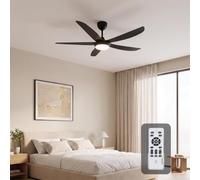 Woox Ventilatore da soffitto con luce, 137 cm, moderno colore legno, LED regolabile 3000 K-6000 K, con telecomando, reversibile, 6 velocità, silenzioso, per camera da letto e soggiorno