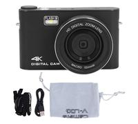 WOOXGEHM Fotocamera Digitale, Touchscreen LCD TFT da 3, 0 Pollici Fotocamera per Vlogging 4K da 64 MP, Fotocamera Compatta con Zoom Digitale 18X con Messa a Fuoco Automatica (Nerone)