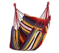 WOOXGEHM Sedia Amaca Swing, Sedia Amaca a Strisce Colorate, Sedia Sospesa Extra Large, Super Confortevole e Resistente per Sale da Giardino Interne/Esterne (Cuscini e bastoni non inclusi)