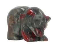 WOOXGEHM Statua di Animale con Statuetta di Orso di di Pietra Preziosa Intagliata a Mano, Lucidata a Mano, Liscia Al Tatto, Ben Scolpita, Bilanciata Feng Shui 1, 5 Pollic (Pietra del sangue)