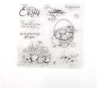 WooYangFun Timbro trasparente con scritta "Happy Easter Day" e rondine, per realizzare biglietti, decorazioni e scrapbooking