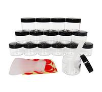 Wopanxye 16 barattoli da 20 ml, contenitori vuoti per cosmetici, contenitori vuoti da 20 g, coperchio a vite in plastica nero, bottiglia da 20 g per trucco, ombretto, unghie, polvere, crema, essenza,