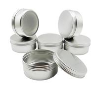 Wopanxye 6 barattoli in alluminio da 150 ml con coperchio a vite, vuoti, ricaricabili, per trucco, balsamo per le labbra, barattoli rotondi da viaggio, barattoli in metallo per cosmetici, barattoli in